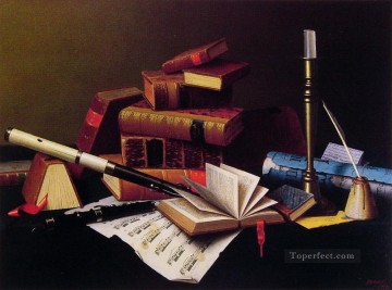 Música y literatura William Harnett bodegón Pinturas al óleo